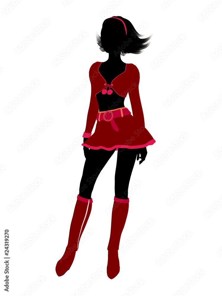 Sexy Female Christmas Elf Silhouette Illustration Sexy Female Christmas Elf Silhouette Illustration