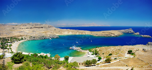 View at Lindos Bay- Rhodes island, Greece