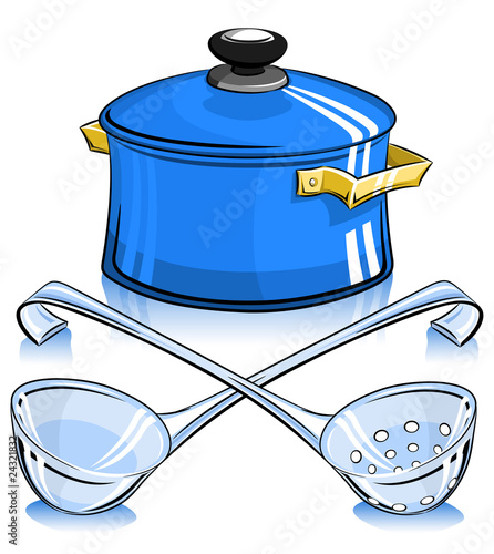 pan with lid and ladle