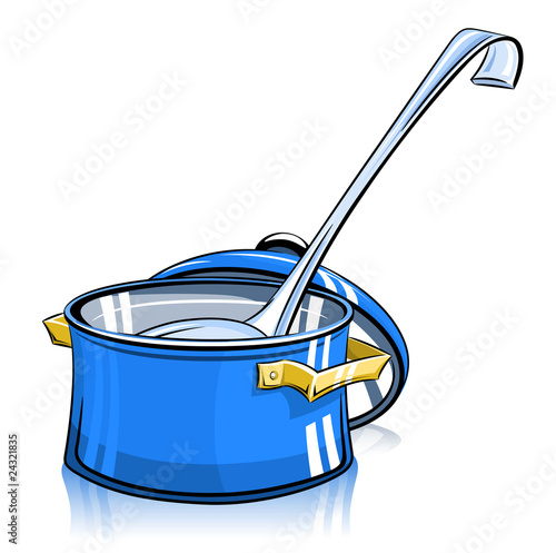 pan with lid and ladle