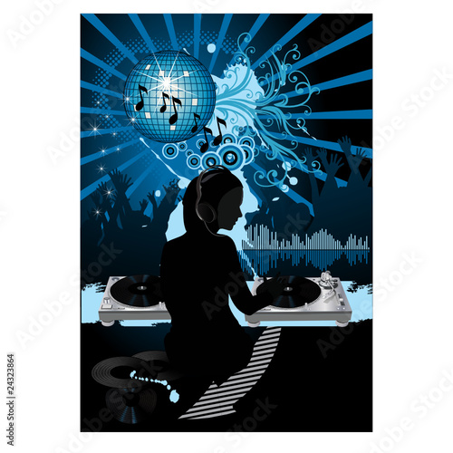 Abstract party poster with DJ turntable