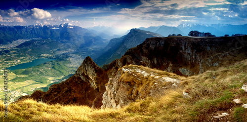 Stitched Panorama, SUN RAYS MOUNTAIN LANDSCAPE photo