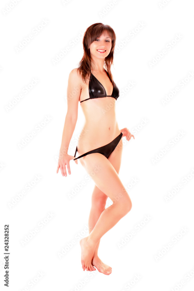 Beautiful woman in swimsuit isolated on white Beautiful woman in swimsuit isolated on white