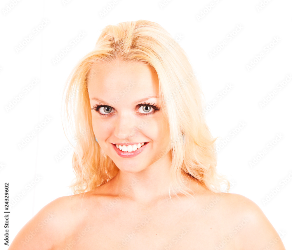 Beautiful blond woman portrait isolated on white Beautiful blond woman portrait isolated on white