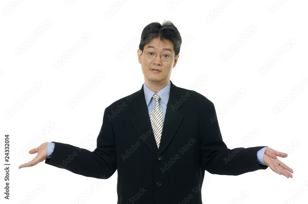 businessman showing something on the palm of hand businessman showing something on the palm of hand