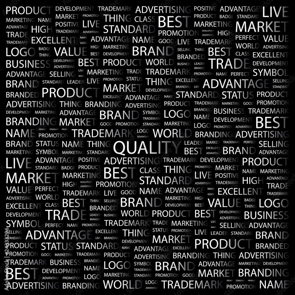 QUALITY. Word collage with different association terms.