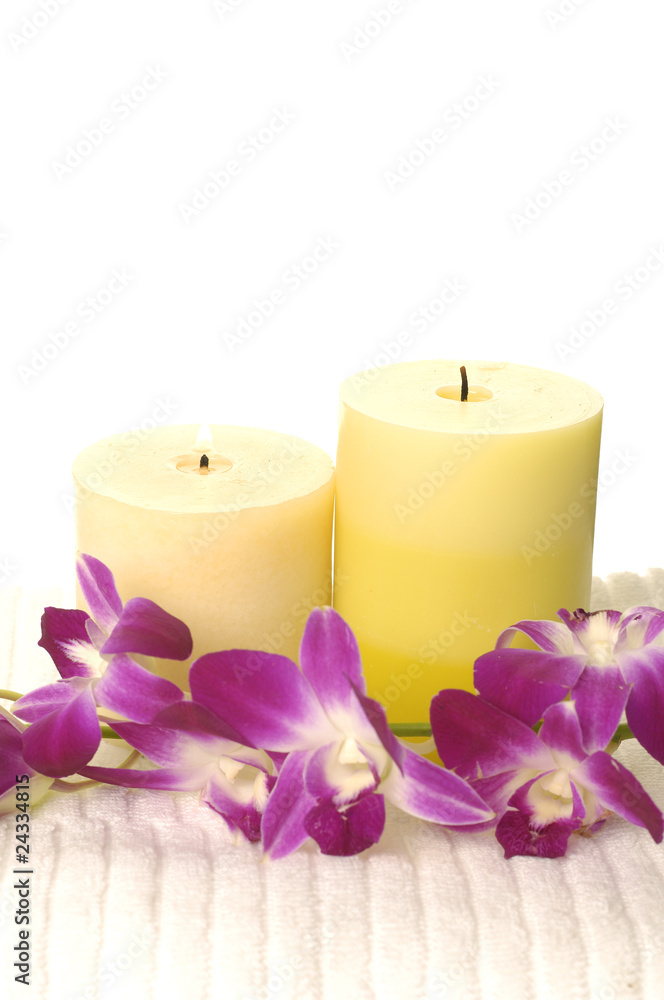 Pink orchid Flower and candles Pink orchid Flower and candles