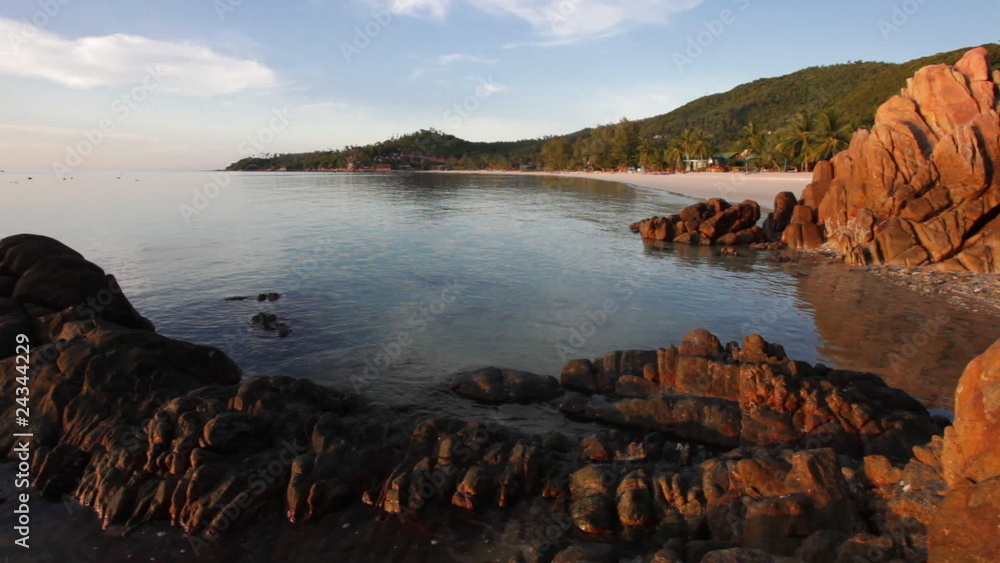 Tropical beach at Phangan island in sunset light Tropical beach at Phangan island in sunset light