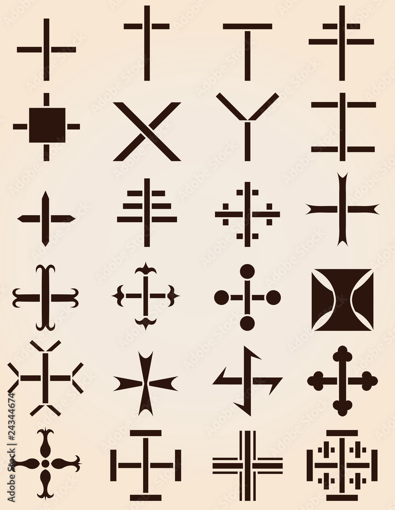 Set of different crosses stencils vector illustration