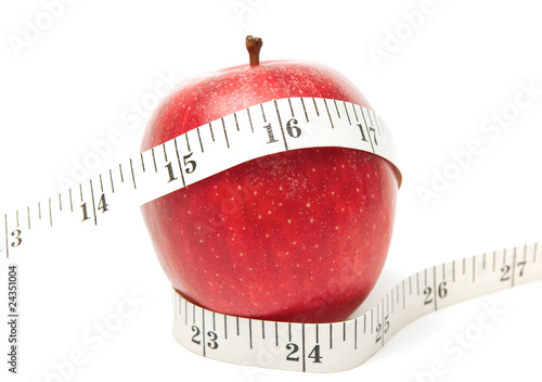 Red apple with tape photo