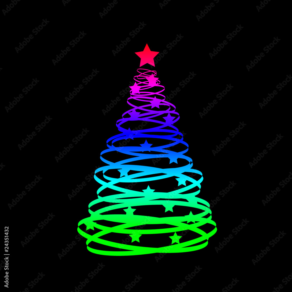 abstract christmas tree on a black background