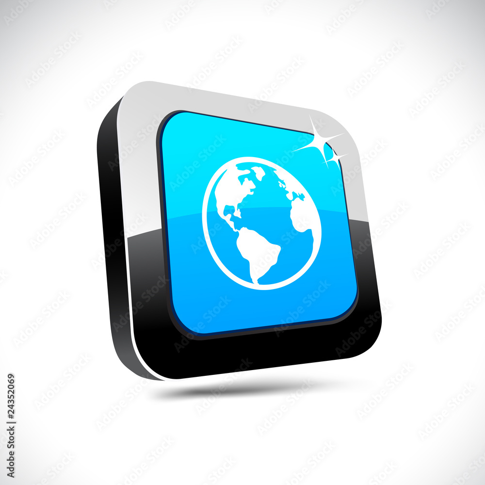 Planet 3d square button. Planet 3d square button.