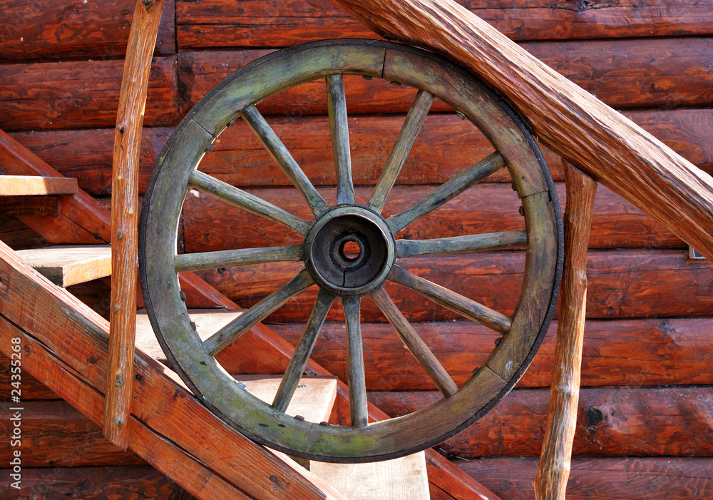 Romanian wooden wheel decoration detail