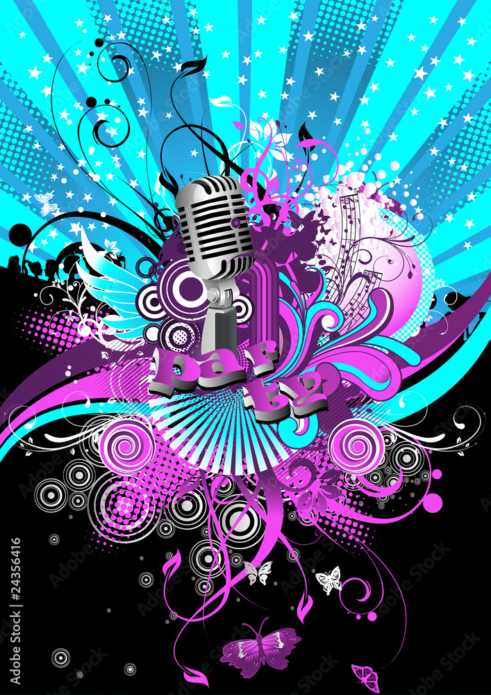 Fototapeta premium Partyflyer Vorlage Mikrofon