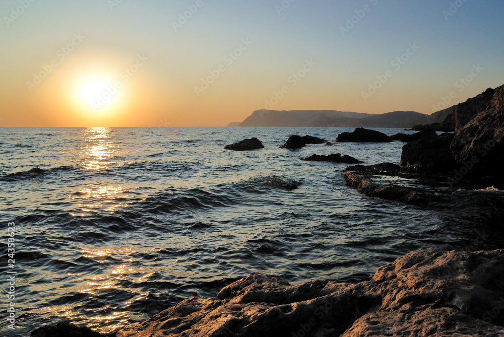 Sunset at the southern seaside of the Crimea, Ukraine. Sunset at the southern seaside of the Crimea, Ukraine.