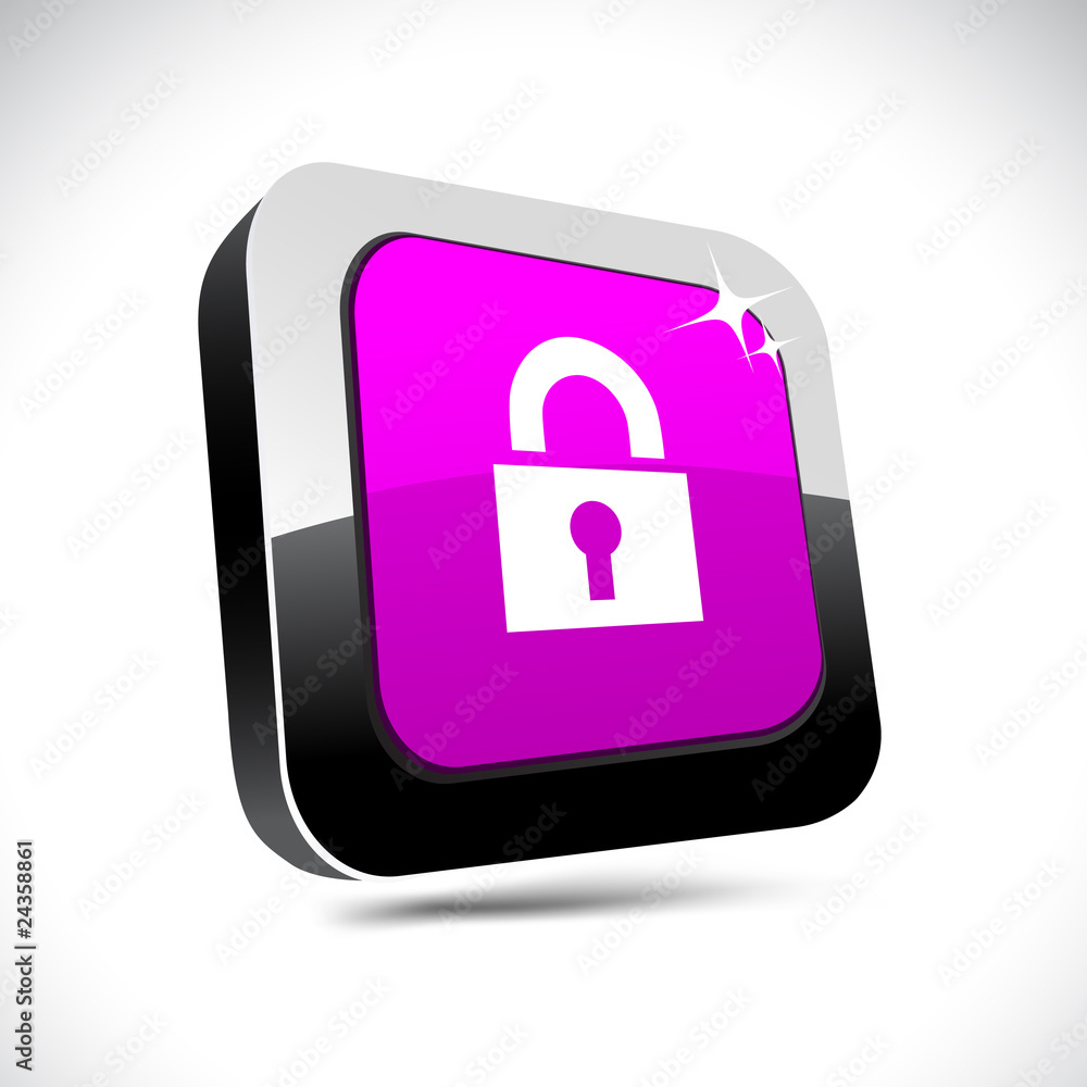 Padlock 3d square button. Padlock 3d square button.