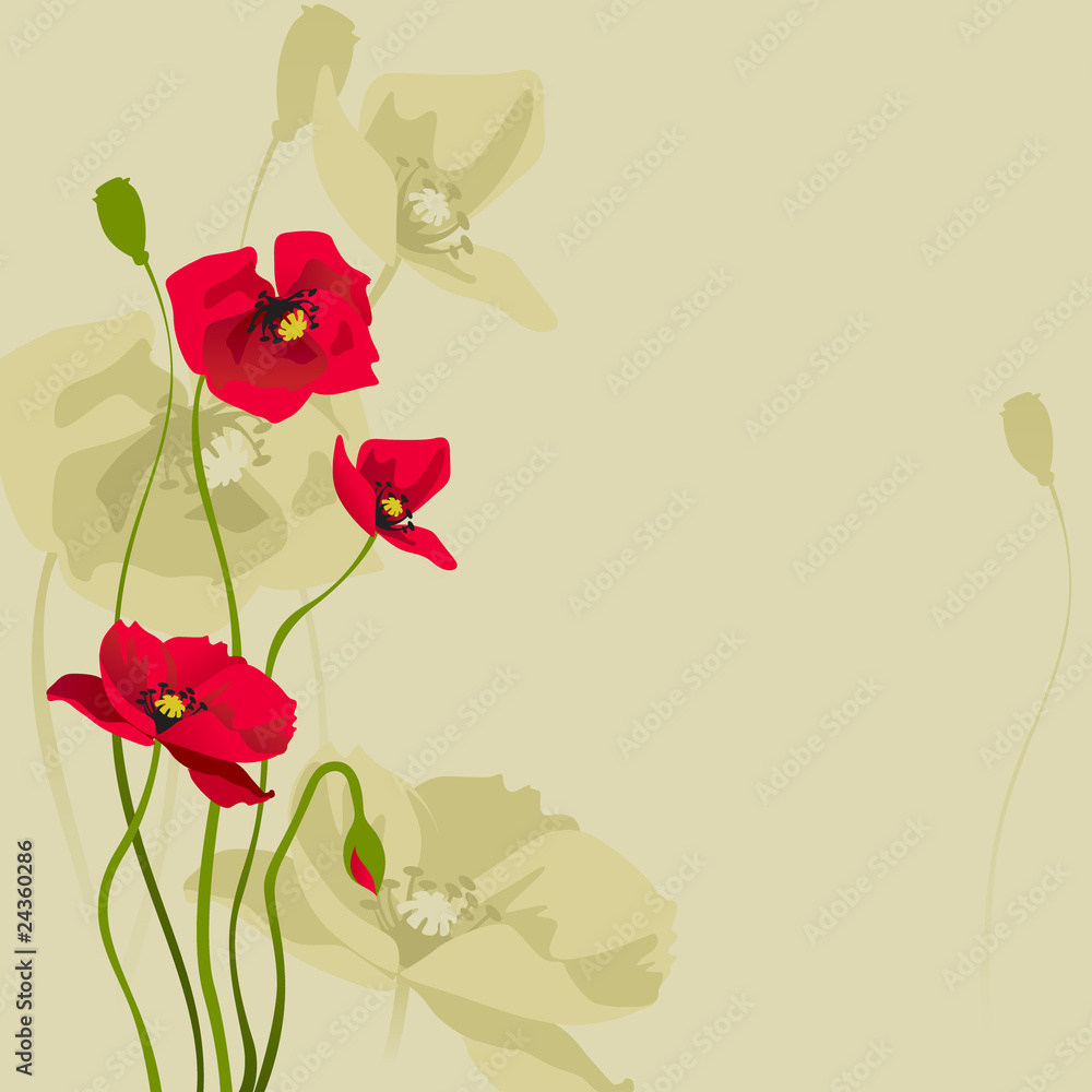card design with stylized poppy