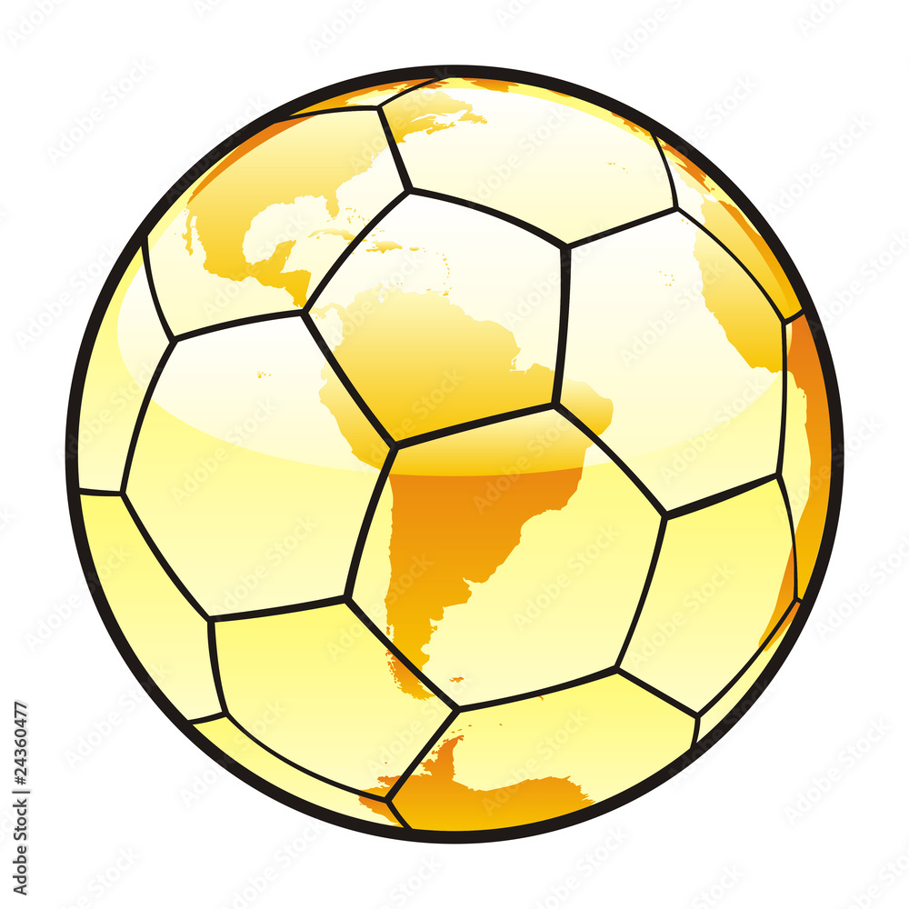 Fototapeta premium vector illustration of soccer ball with world map layout