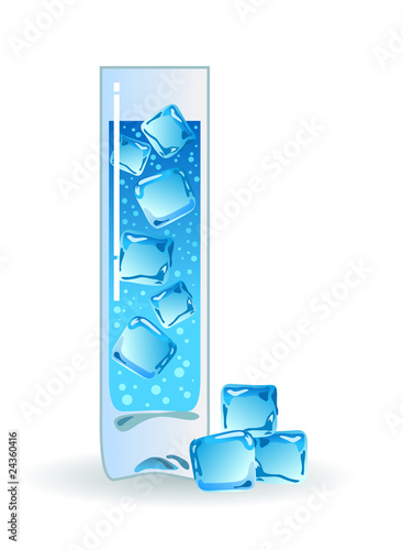 Water in glass with ice.