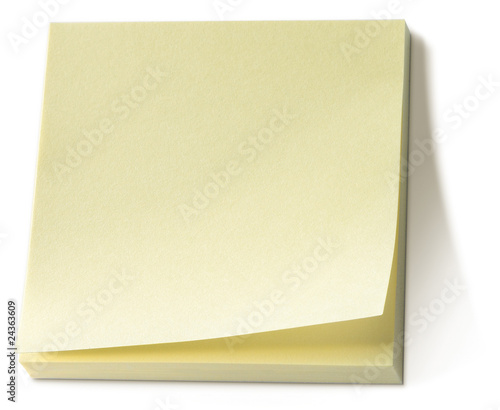 yellow post it note sticky memo pad on a white background