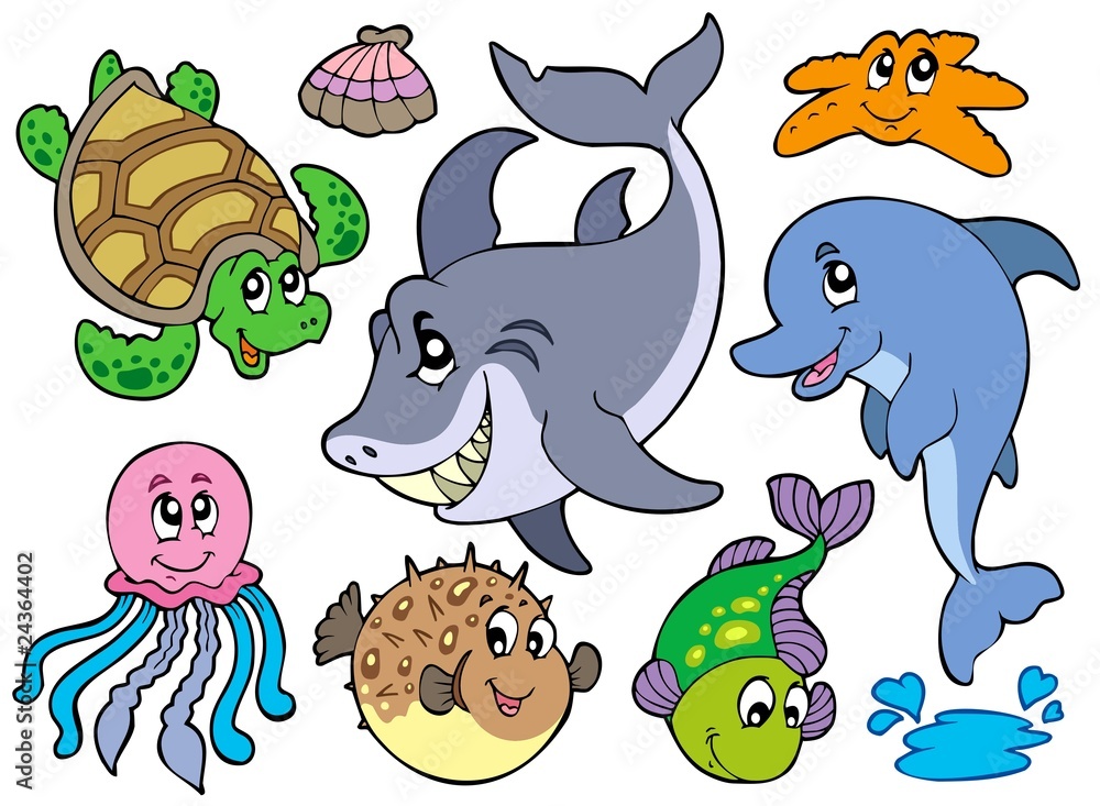 Obraz premium Happy sea animals collection