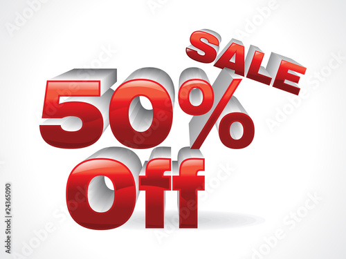 abstract 50 percent off 3d text