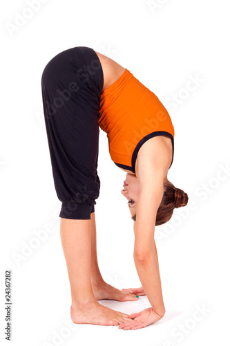 Woman Practicing Gorilla Pose Yoga Exercise