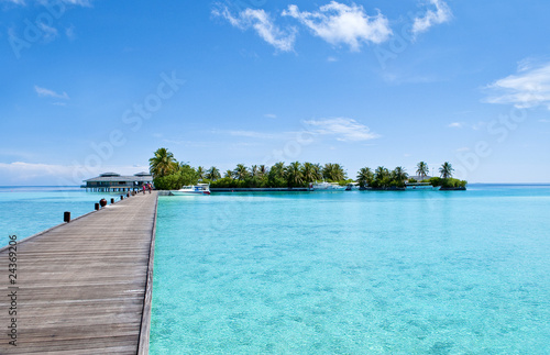 Fotografiet Bootssteg auf den Malediven
