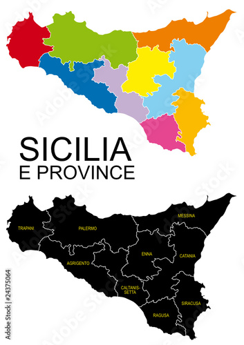 Sicilia con province separate in evidenza