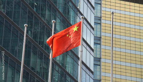 chinese flag at a business area