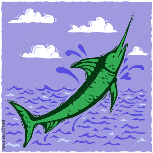 Woodcut swordfish