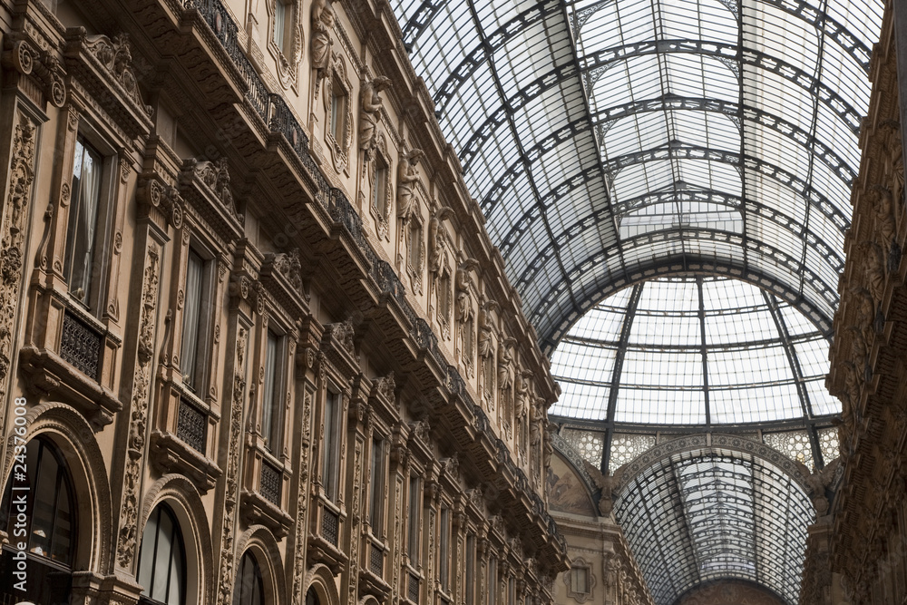 Roof of Vittorio Emanuele II Shopping Gallery in Milan, Italy