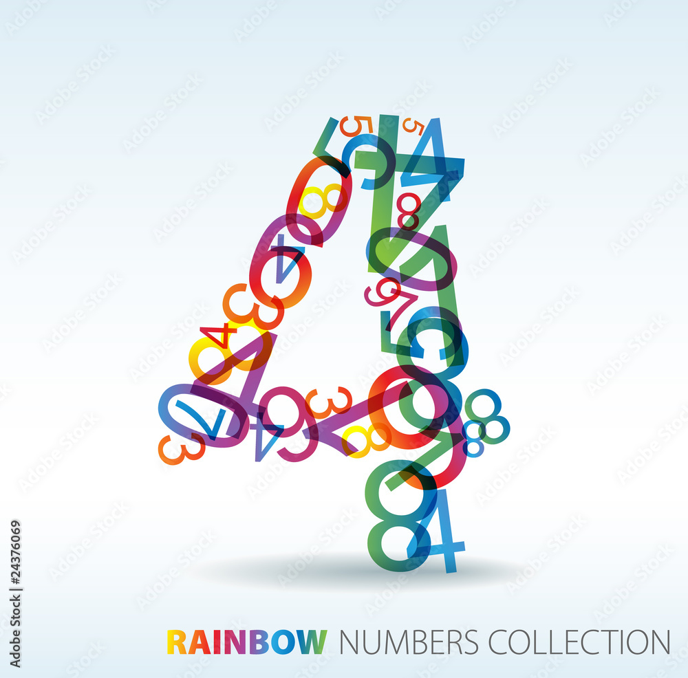 Naklejka premium Number four made from colorful numbers