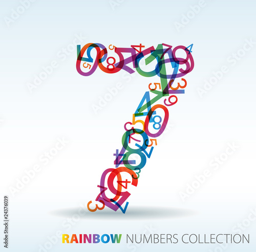 Number seven made from colorful numbers