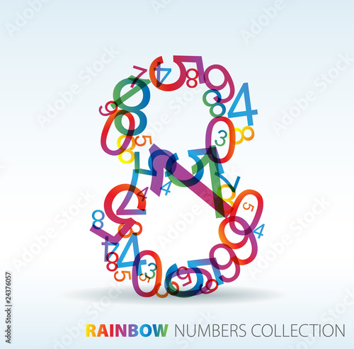 Number eight made from colorful numbers