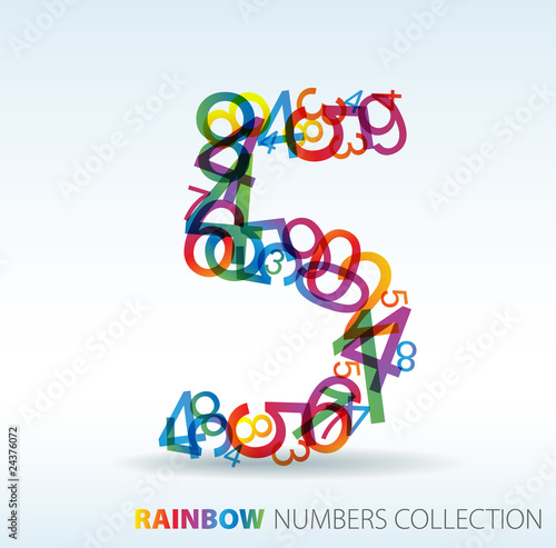 Number five made from colorful numbers