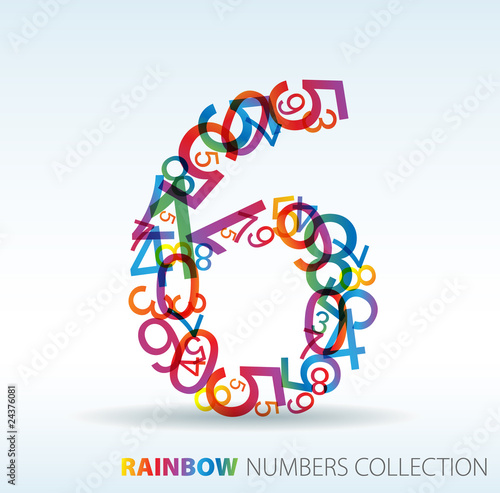 Number six made from colorful numbers
