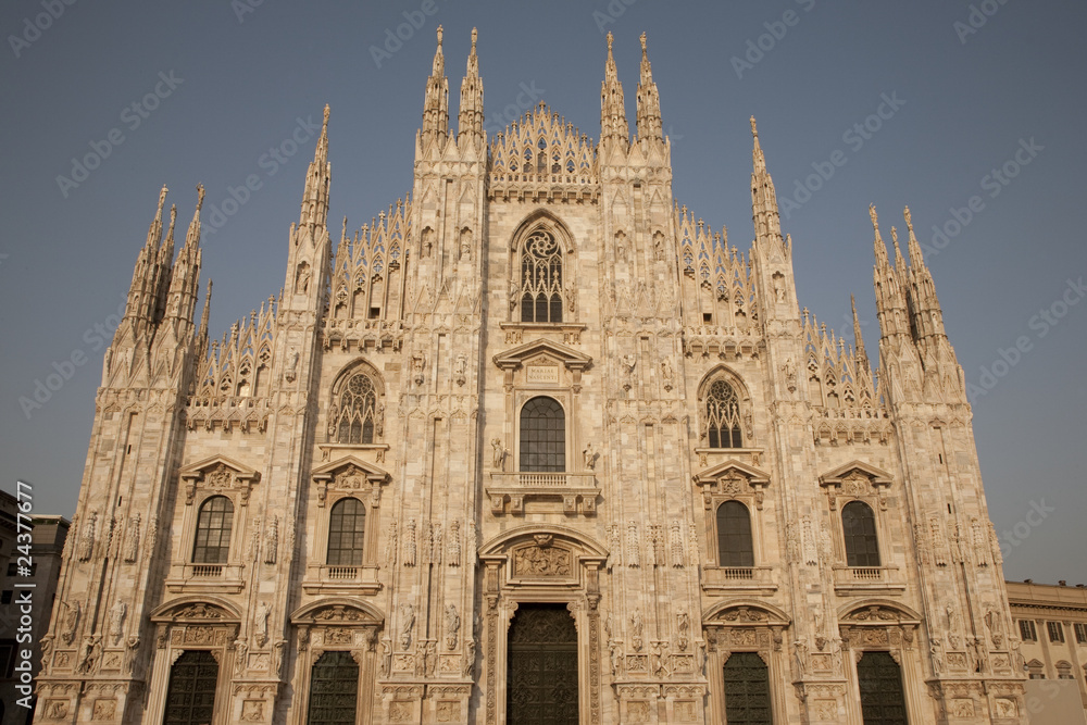 Main Facade of Duomo Cathedral Church in Milan
