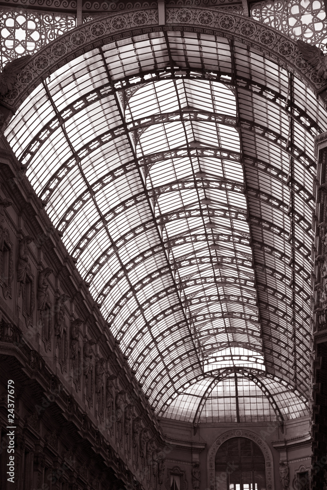 Roof of Vittorio Emanuele II Shopping Gallery in Milan, Italy