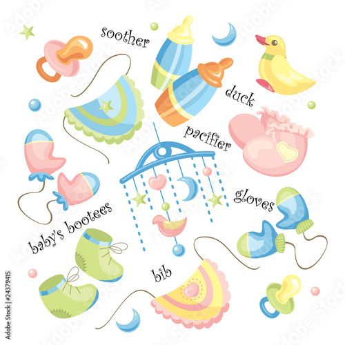 vector set of baby clothing