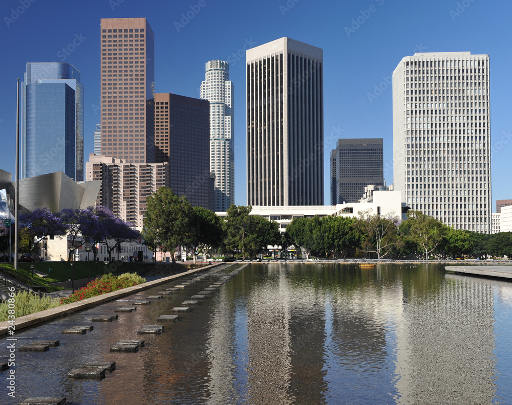 Los Angeles skyline and reflection