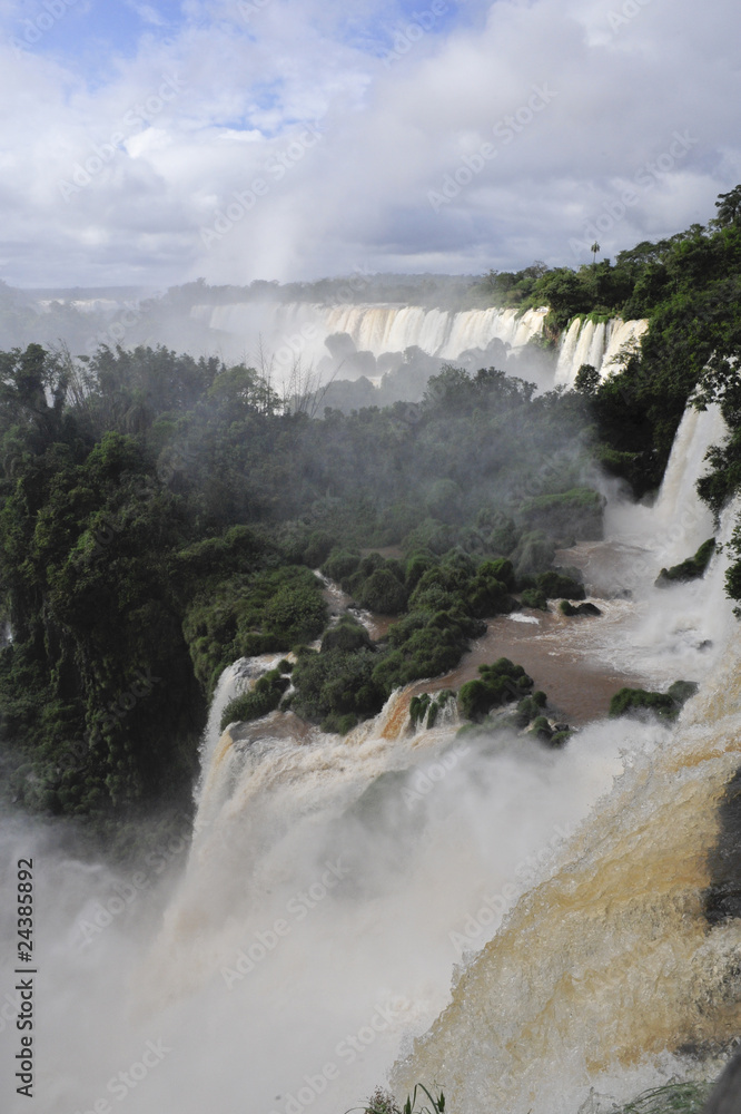 iguazu waterfalls in Argentina - top  view landscape