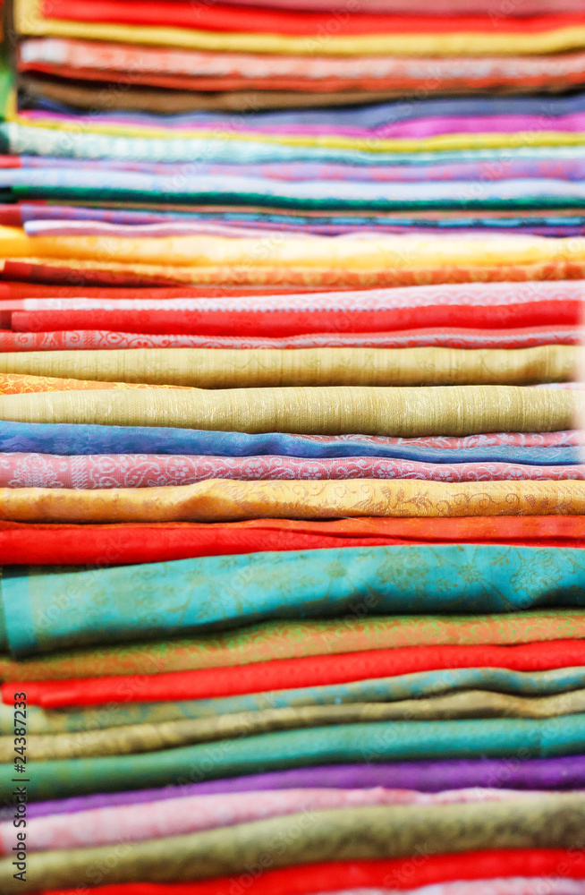 Stack of colorful  fabrics
