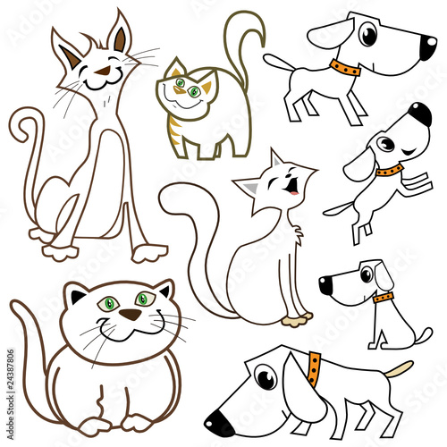 cartoon cats and dogs
