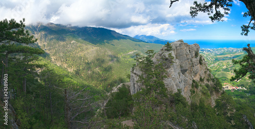 Wallpaper Mural Panorama from slope of Aj-Petri Mount and Christian cross on roc Torontodigital.ca
