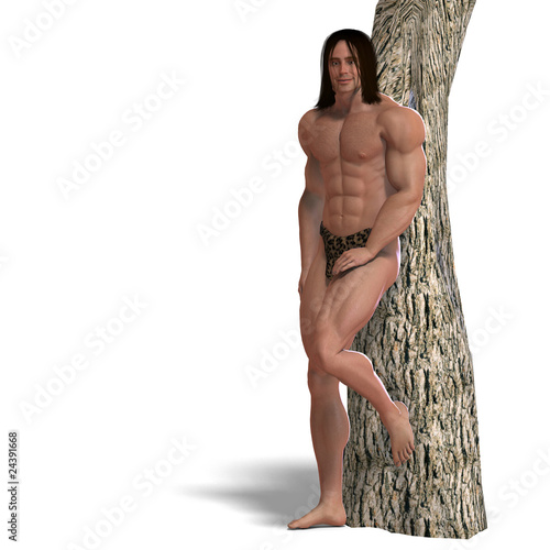 the apeman out of the jungle. 3D rendering with clipping path an photo