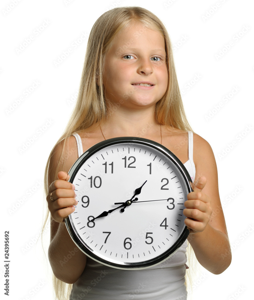 The girl with large clock The girl with large clock