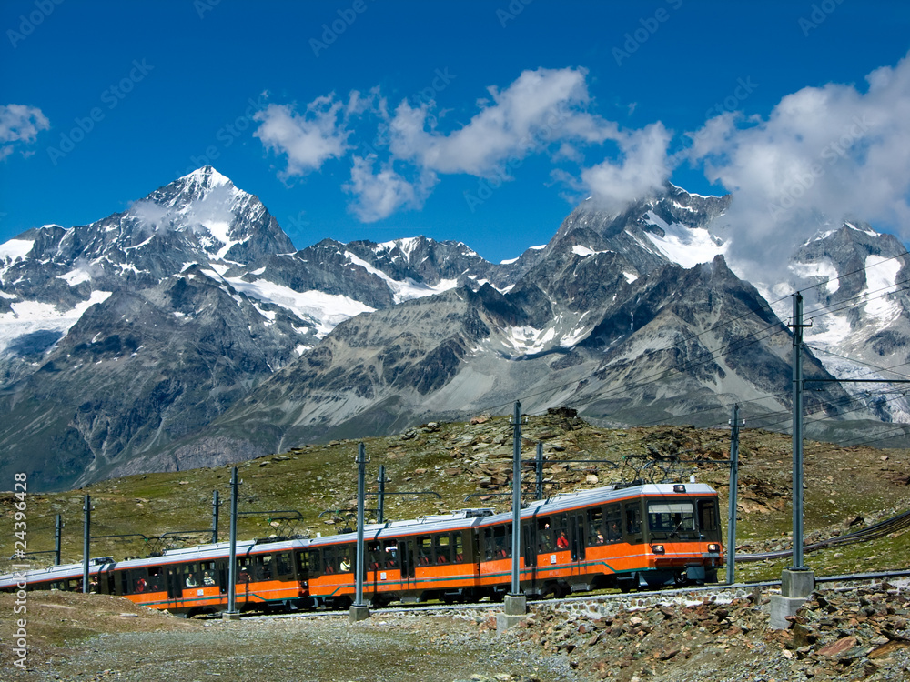 Gornergrat train in Switzerland Alps