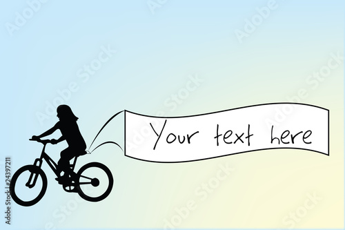 Banner with kid on bike