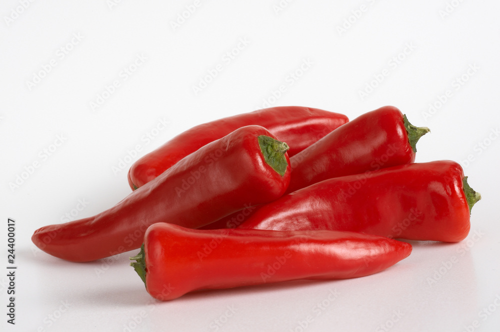 Red Chilli Peppers on a white background